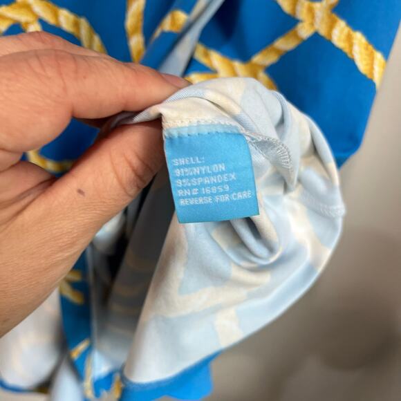 McLaughlin Blue Yellow Rope Print Wrap Dress Old Money Preppy Sz XS - Picture 9 of 10